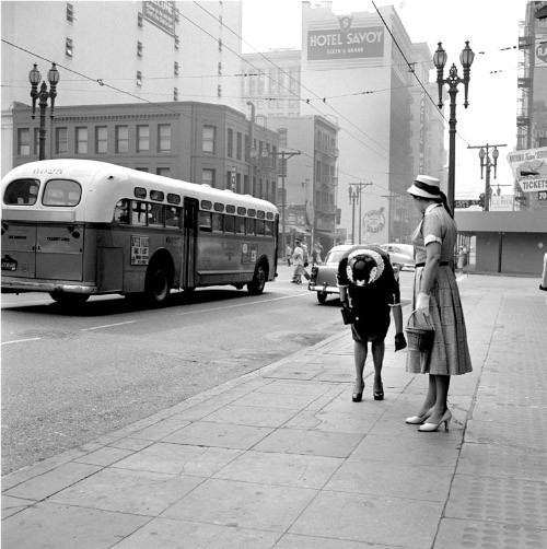 Bus and Two Women, Los Angeles, ca. 1955