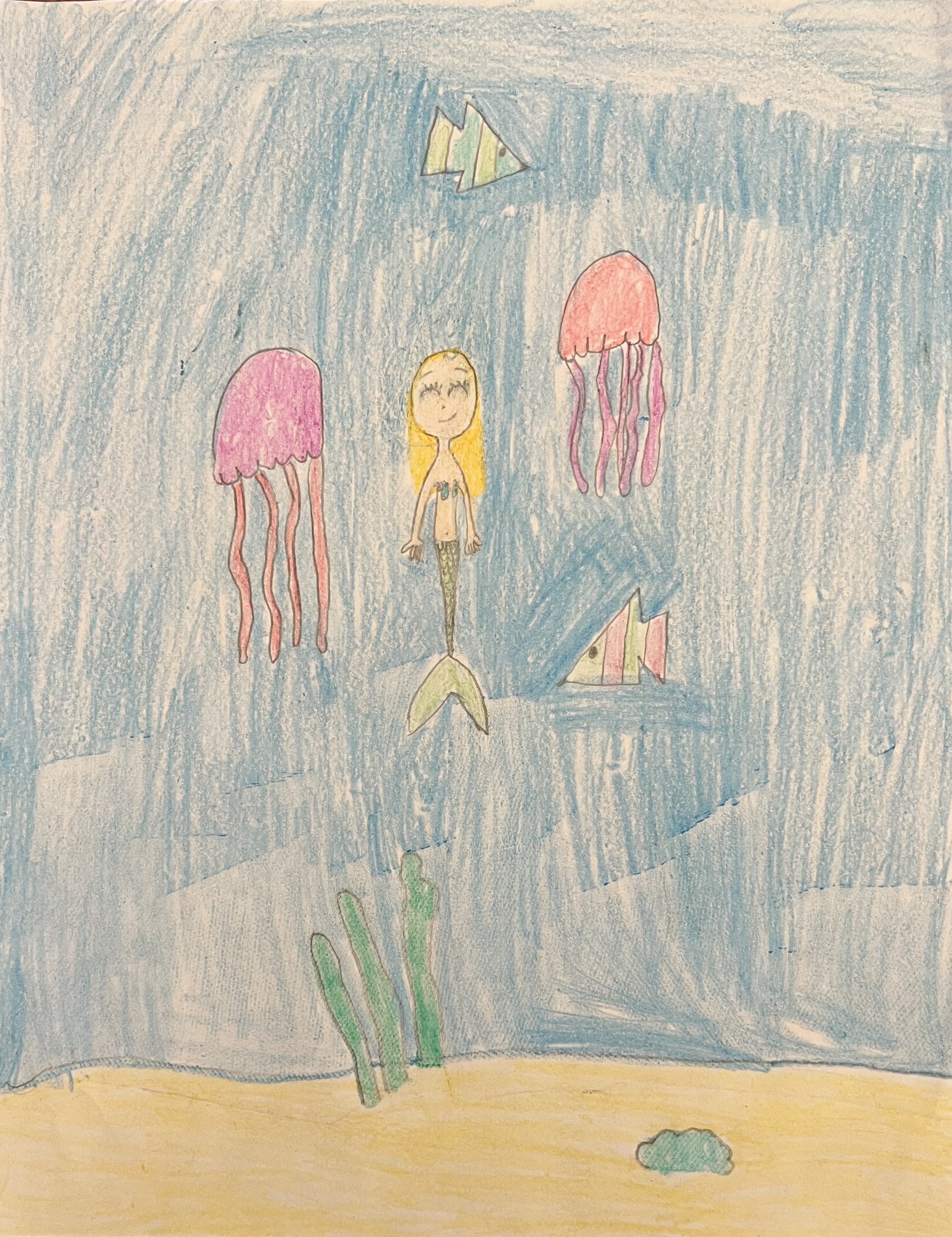 Mermaid Swimming with Jellyfish