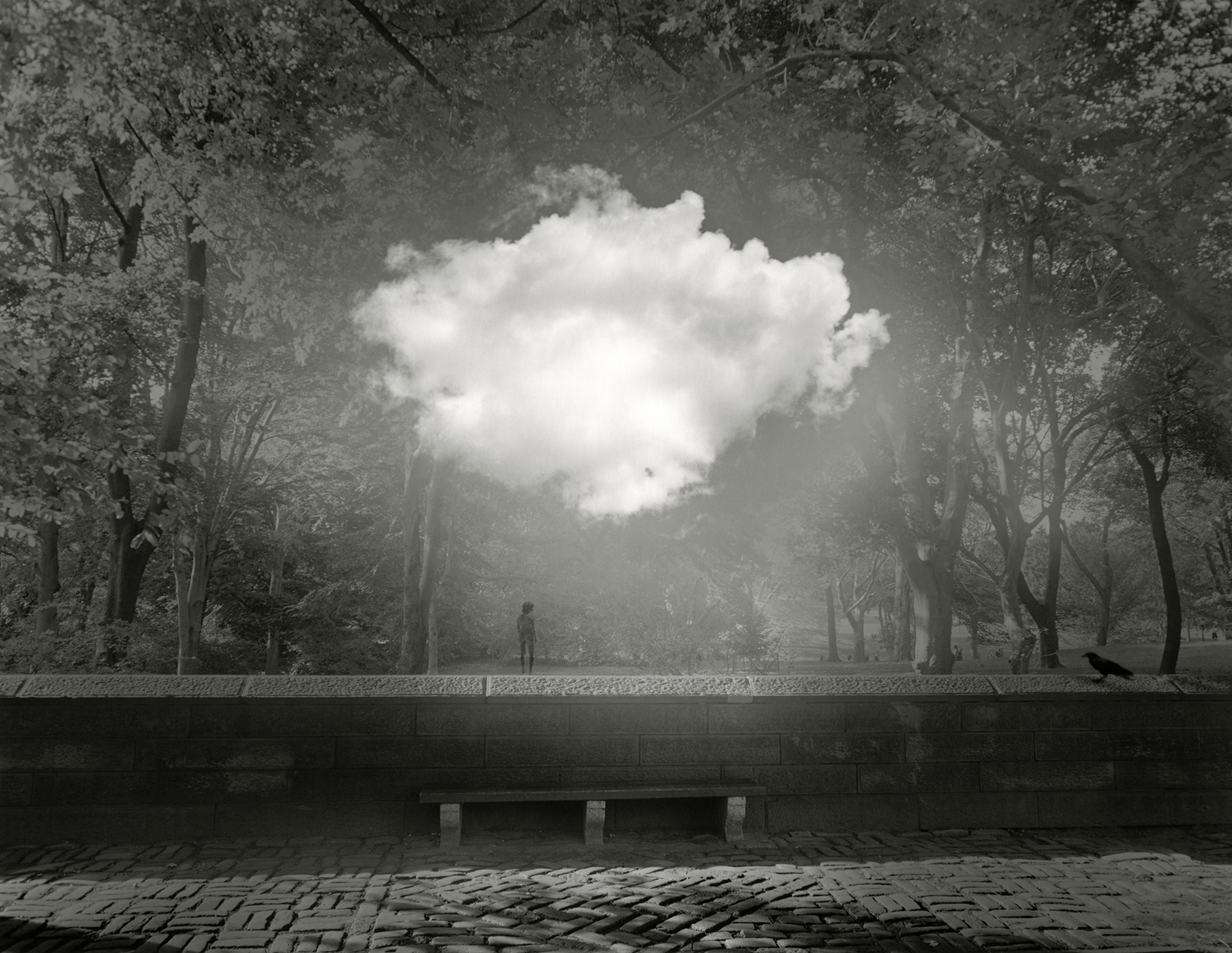 Jerry Uelsmann Untitled Nude and Cloud Central Park Bench Catherine Couturier Gallery