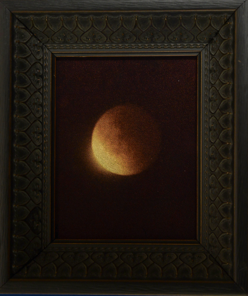 Lunar Eclipse II Sept, 2015 airplane window, orotone, Kate Breakey, Catherine Couturier Gallery