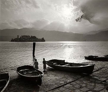 Jerry Uelsmann Untitlted Kids by Boats and Bird Catherine Couturier Gallery